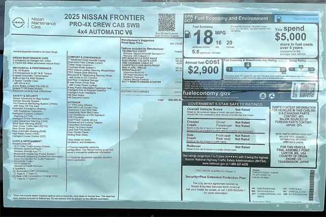 new 2025 Nissan Frontier car, priced at $45,400