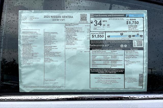 new 2025 Nissan Sentra car, priced at $25,910