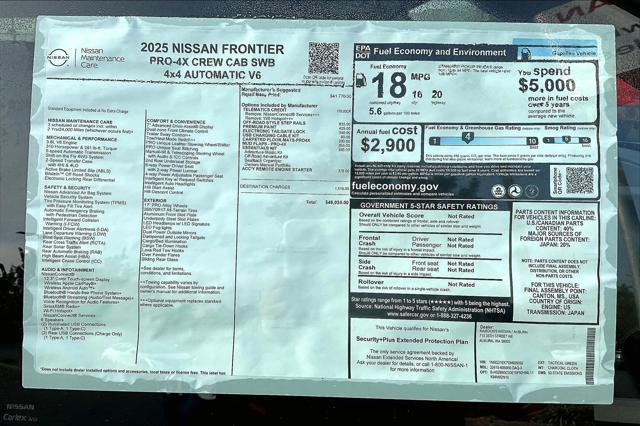 new 2025 Nissan Frontier car, priced at $45,825