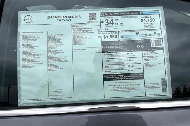 new 2025 Nissan Sentra car, priced at $22,486