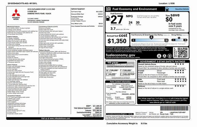 used 2018 Mitsubishi Outlander Sport car, priced at $7,765