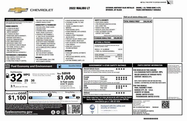 used 2022 Chevrolet Malibu car, priced at $14,385
