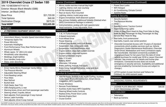 used 2019 Chevrolet Cruze car, priced at $11,416