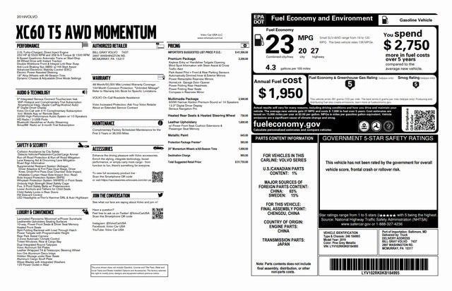 used 2019 Volvo XC60 car, priced at $19,685