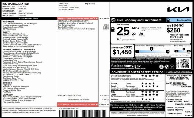 used 2017 Kia Sportage car, priced at $11,795