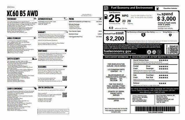 used 2023 Volvo XC60 car, priced at $26,883