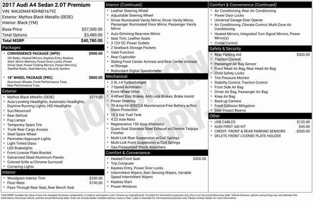used 2017 Audi A4 car, priced at $12,264