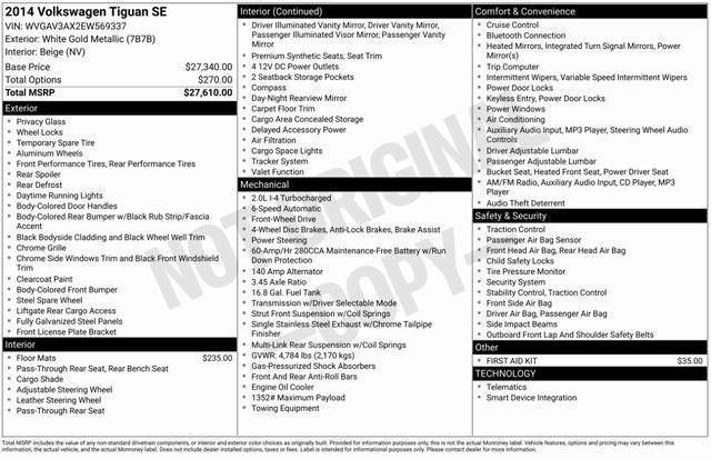 used 2014 Volkswagen Tiguan car, priced at $8,625