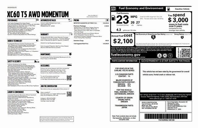 used 2020 Volvo XC60 car, priced at $22,409