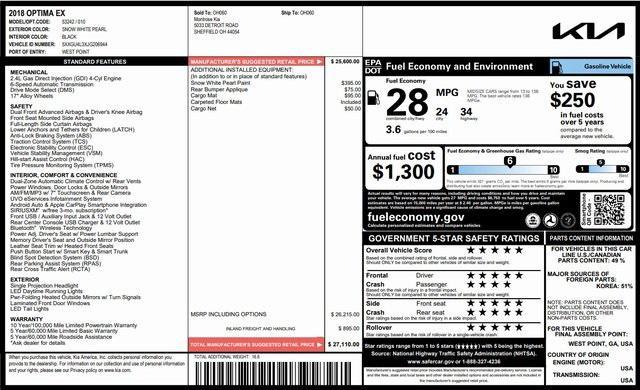 used 2018 Kia Optima car, priced at $13,626