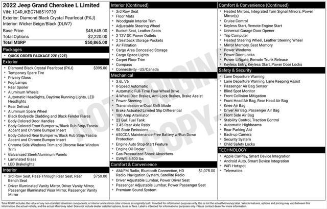 used 2022 Jeep Grand Cherokee L car, priced at $33,995