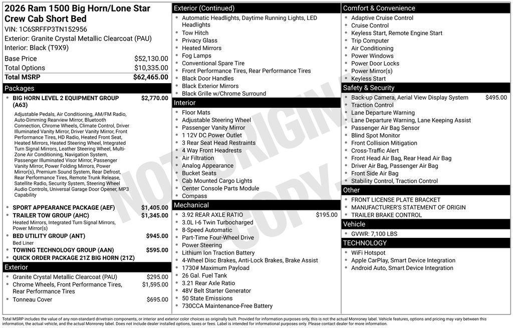 new 2026 Ram 1500 car, priced at $66,110