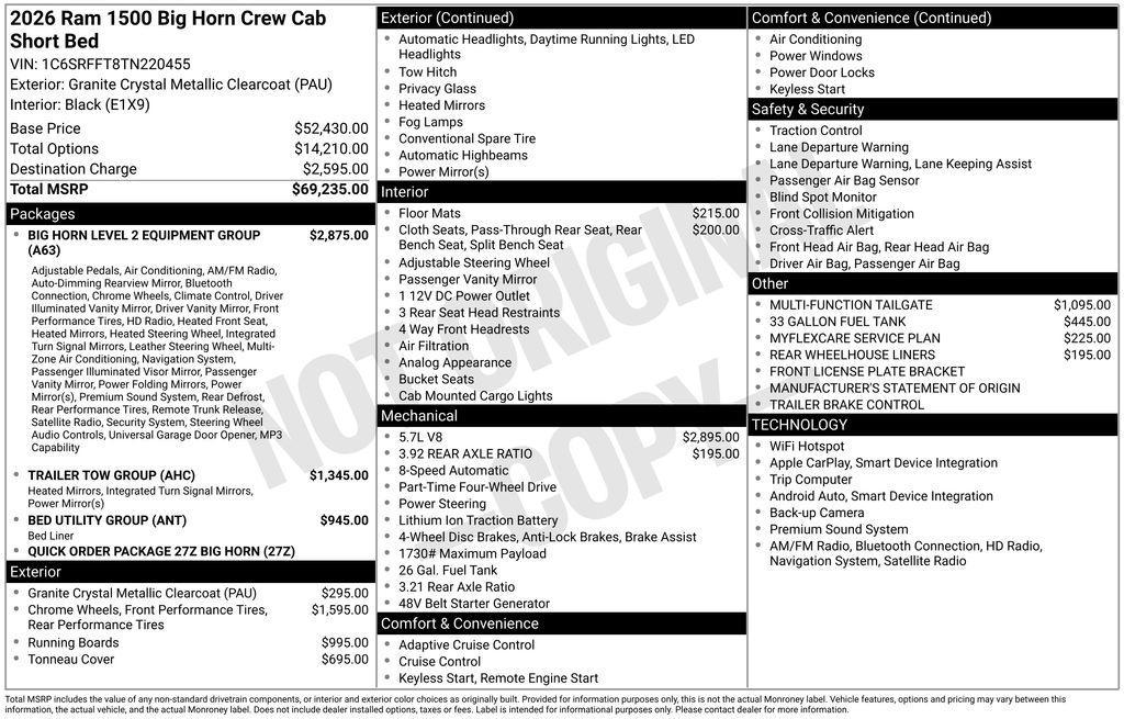 new 2026 Ram 1500 car, priced at $66,405