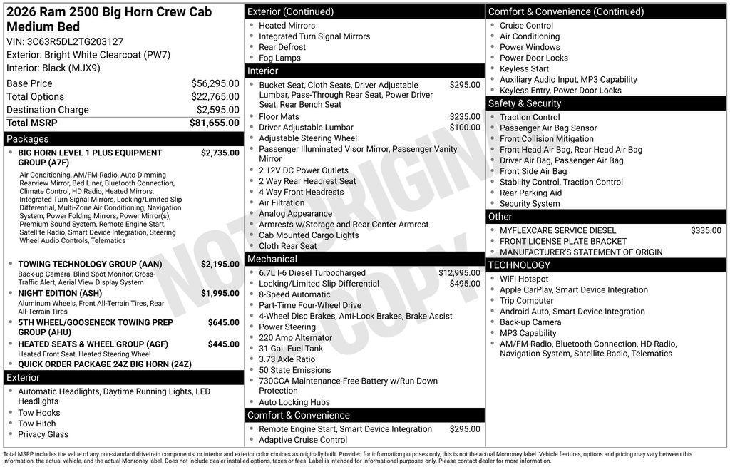 new 2026 Ram 2500 car, priced at $80,050