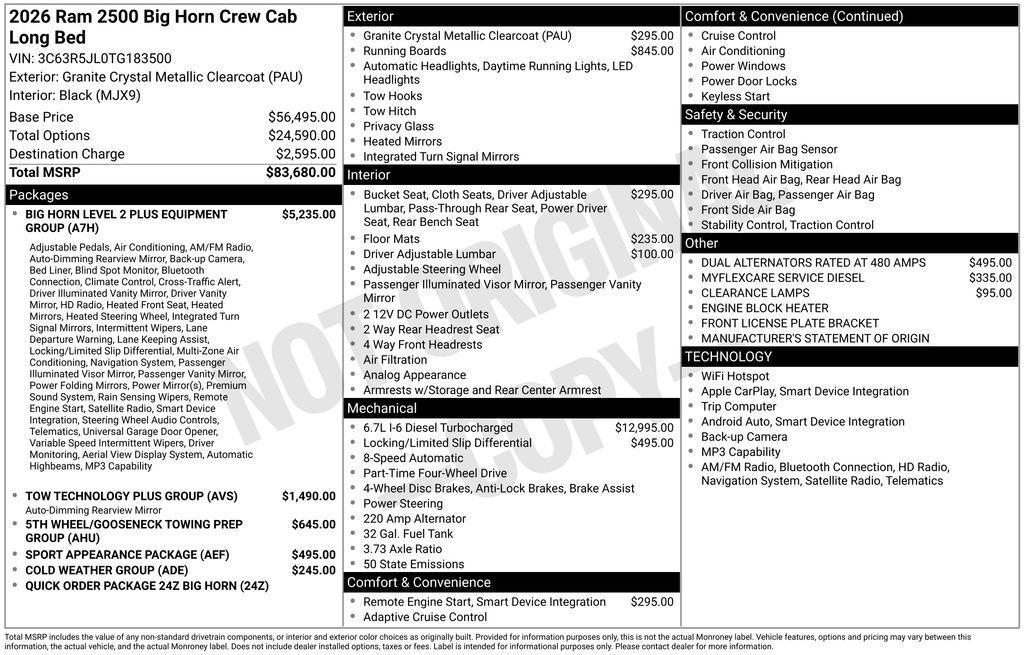 new 2026 Ram 2500 car, priced at $81,780