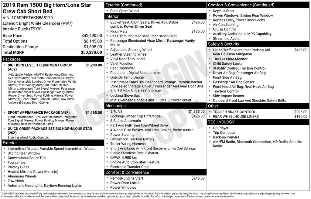 used 2019 Ram 1500 car, priced at $20,999