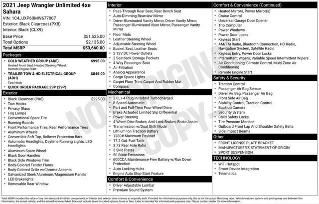 used 2021 Jeep Wrangler Unlimited 4xe car, priced at $33,995