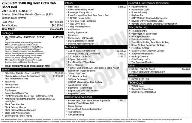 new 2025 Ram 1500 car, priced at $61,755