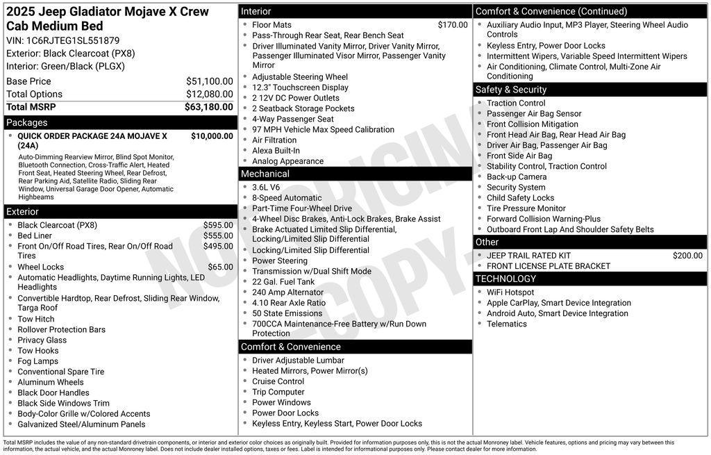new 2025 Jeep Gladiator car, priced at $65,175