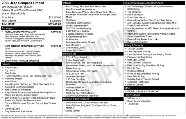 new 2025 Jeep Compass car, priced at $39,210