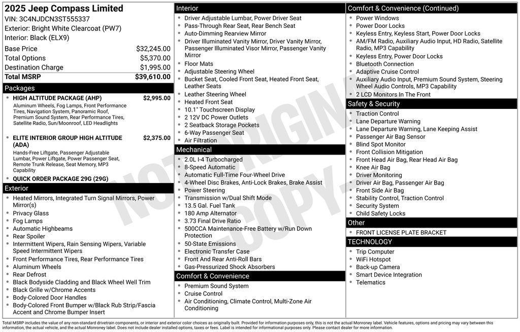 new 2025 Jeep Compass car, priced at $39,210