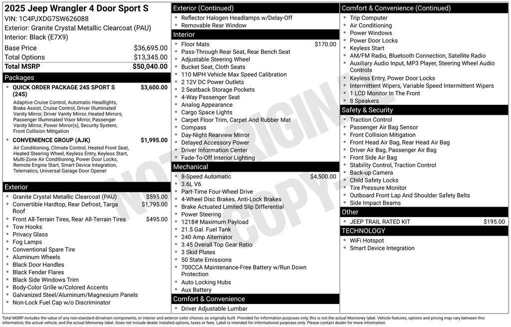 new 2025 Jeep Wrangler car, priced at $52,035