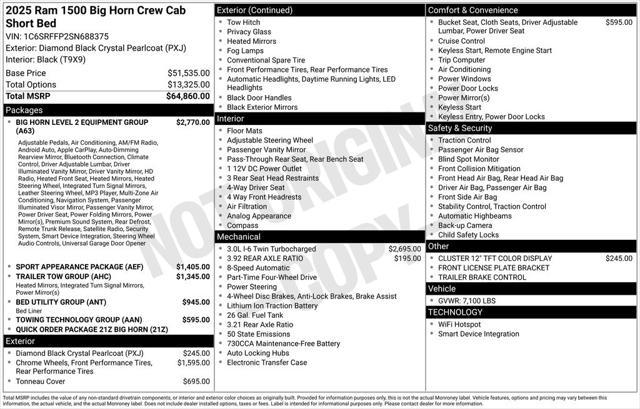 new 2025 Ram 1500 car, priced at $66,115