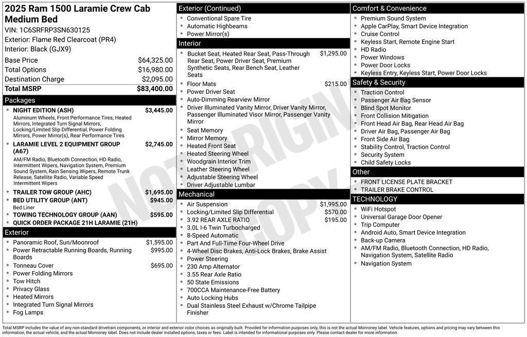 new 2025 Ram 1500 car, priced at $82,005