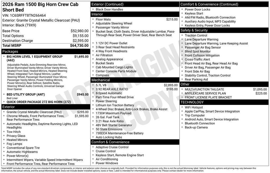 new 2026 Ram 1500 car, priced at $63,380