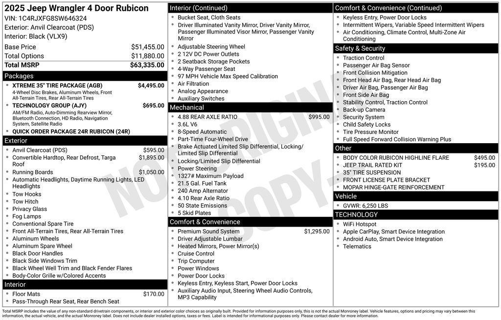 new 2025 Jeep Wrangler car, priced at $72,820