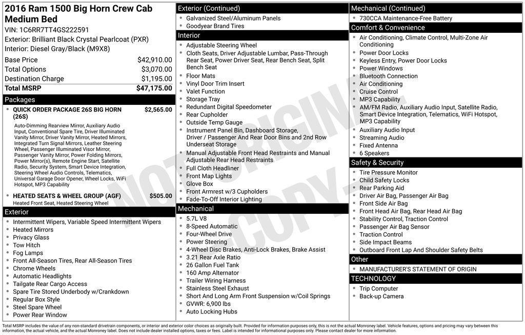 used 2016 Ram 1500 car, priced at $18,734