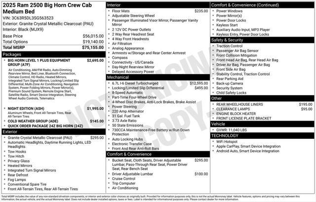 new 2025 Ram 2500 car, priced at $76,655