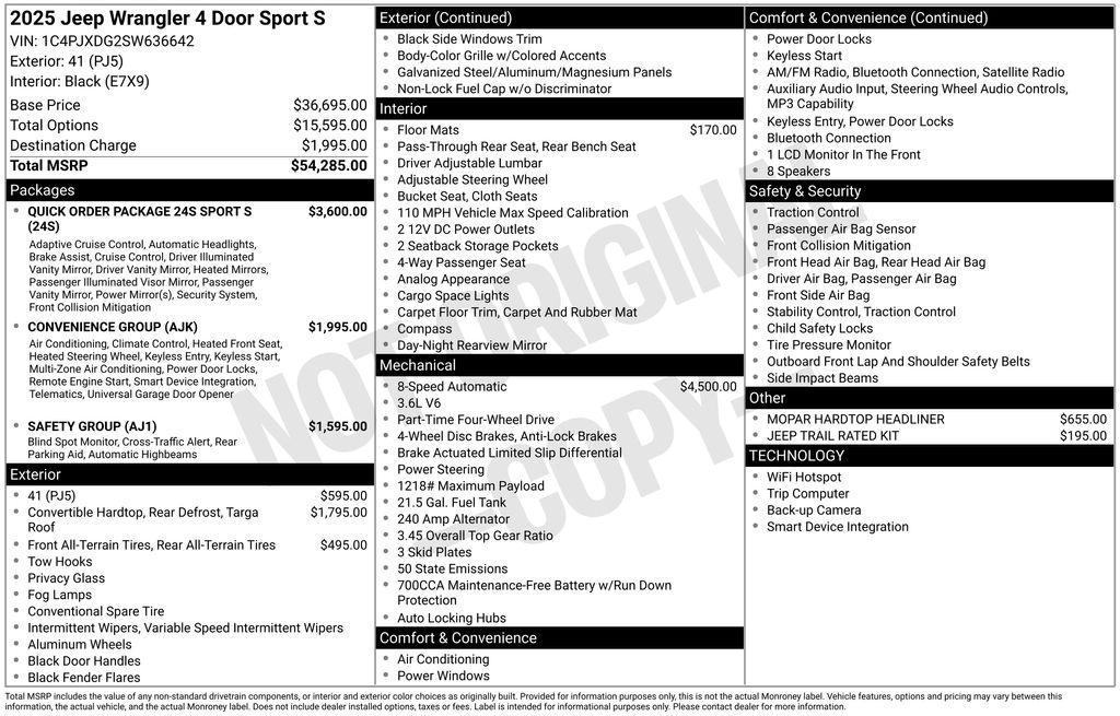 new 2025 Jeep Wrangler car, priced at $54,285