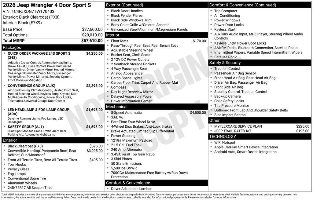 new 2026 Jeep Wrangler car, priced at $59,605