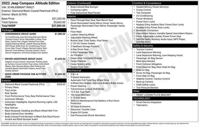 used 2022 Jeep Compass car, priced at $21,300