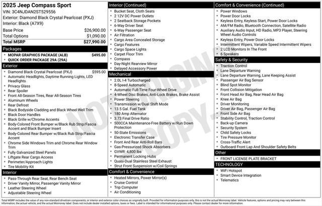 new 2025 Jeep Compass car, priced at $28,585