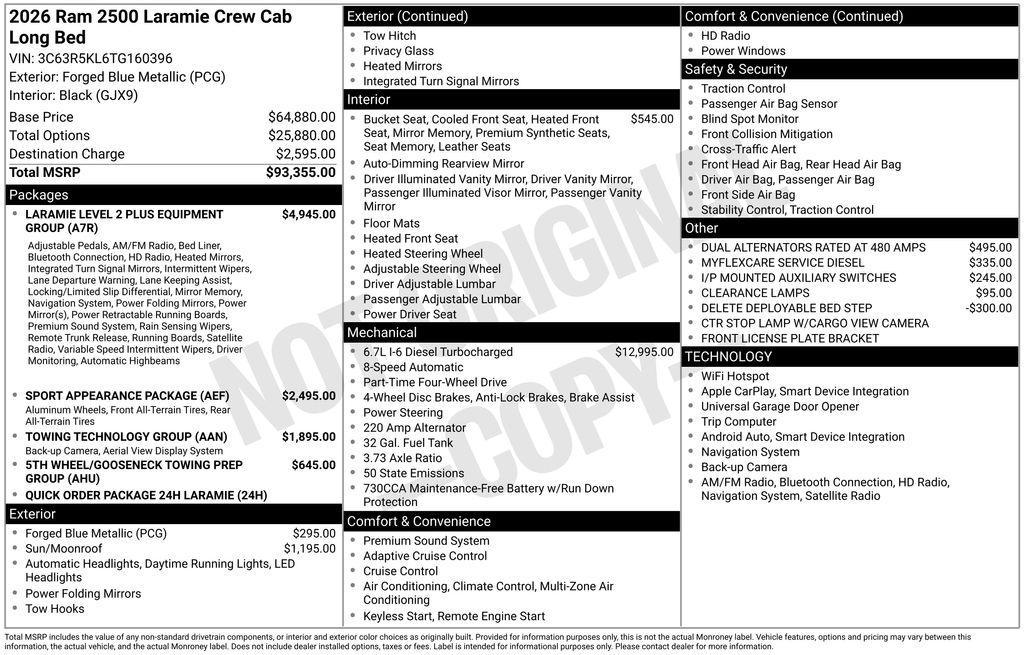 new 2026 Ram 2500 car, priced at $91,795