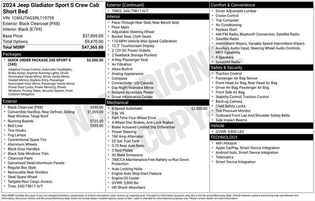 used 2024 Jeep Gladiator car, priced at $36,888