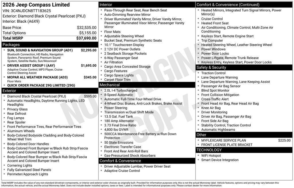 new 2026 Jeep Compass car, priced at $40,040