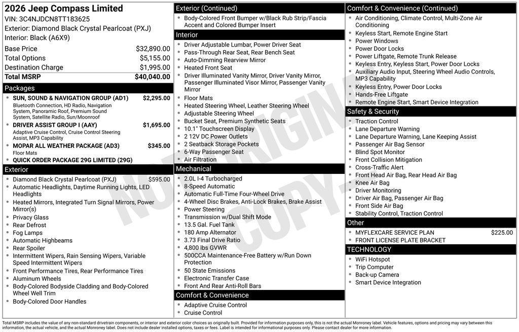 new 2026 Jeep Compass car, priced at $40,040