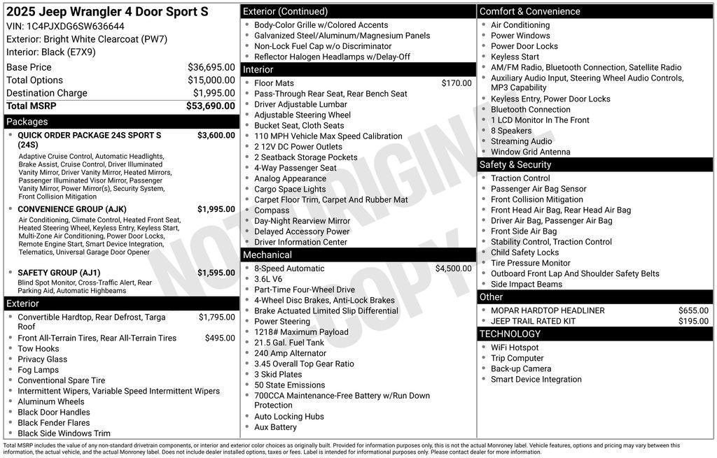 new 2025 Jeep Wrangler car, priced at $53,690