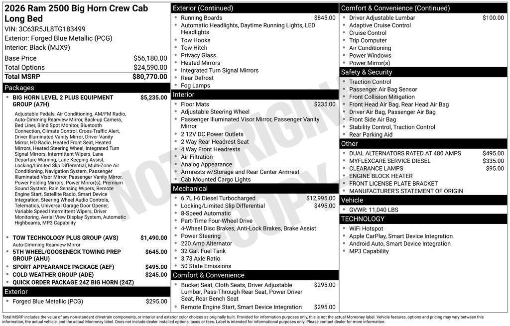 new 2026 Ram 2500 car, priced at $81,780