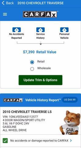 used 2010 Chevrolet Traverse car, priced at $4,995