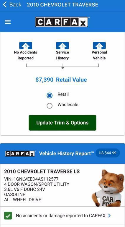 used 2010 Chevrolet Traverse car, priced at $2,500