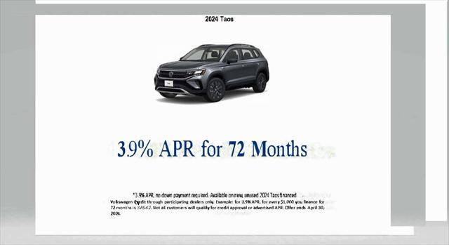 new 2024 Volkswagen Taos car, priced at $34,878