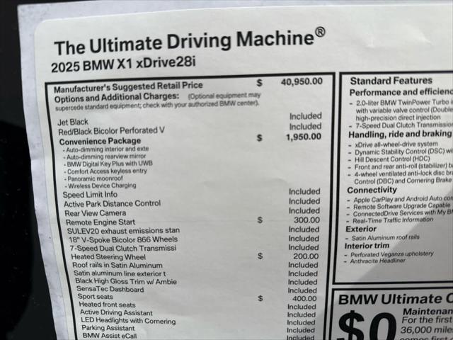 new 2025 BMW X1 car, priced at $46,095