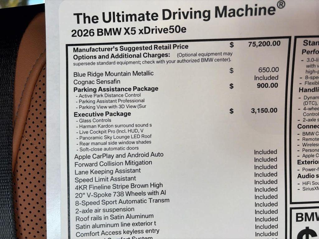 new 2026 BMW X5 PHEV car, priced at $81,425