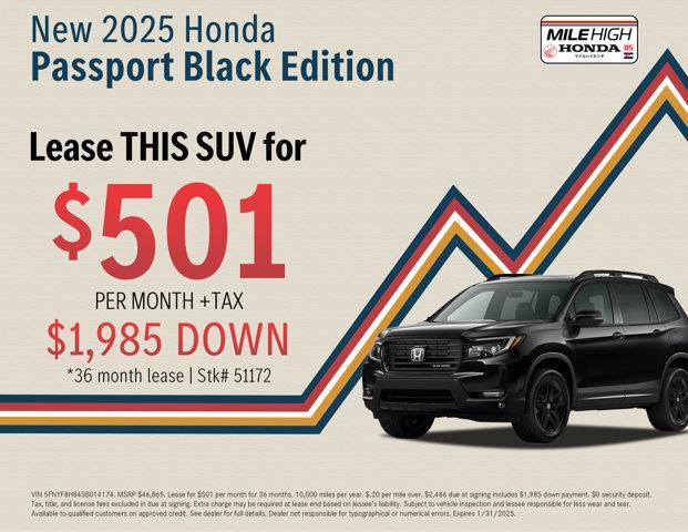 new 2025 Honda Passport car, priced at $49,865