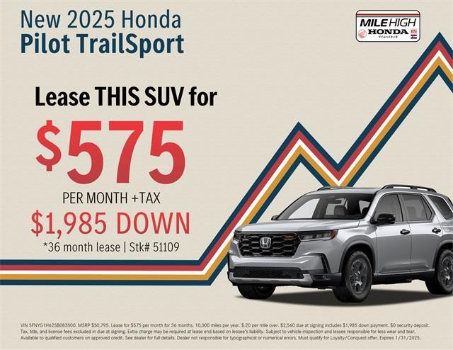 new 2025 Honda Pilot car, priced at $50,795