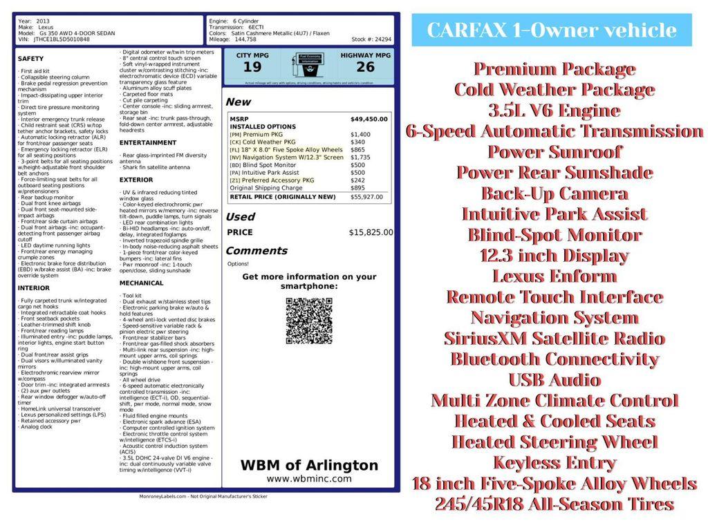 used 2013 Lexus GS 350 car, priced at $13,995